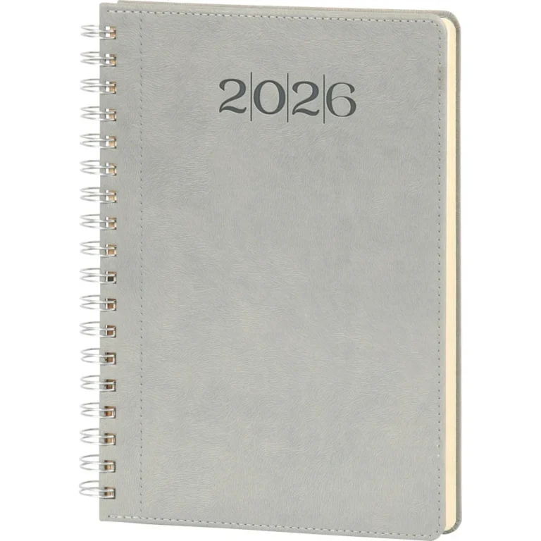 10627 Gri 2026 spiralli günlük ajanda toptan kurumsal tedarik